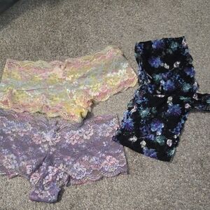 Floral Lace Panties Set - Multicolor